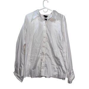 Lane Bryant White Button Down Cotton Stretch Blouse Shirt Plus Size